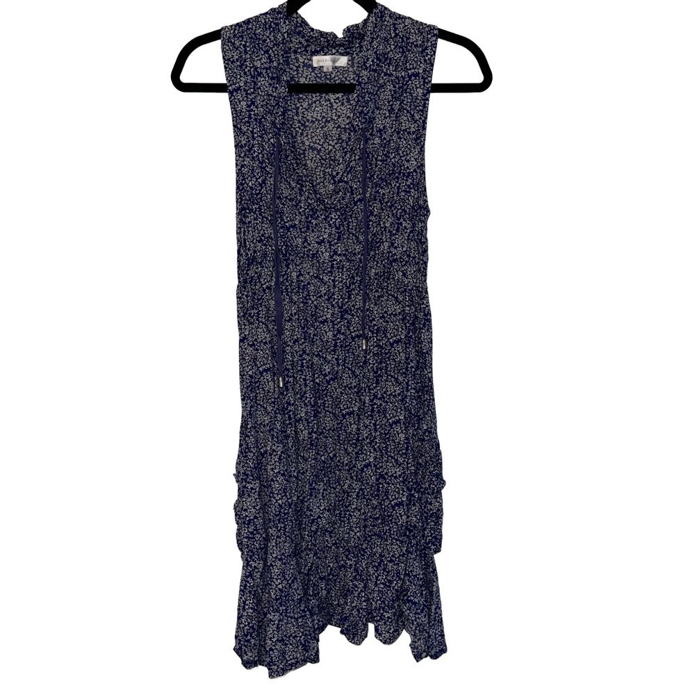 SoHo Chick Mini Dress S Blue Sleeveless Floral Boho Bubble Hem Dainty Floral
